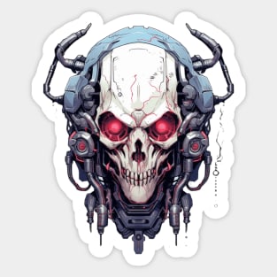 Cyber Demon Skull Cyborg Sticker